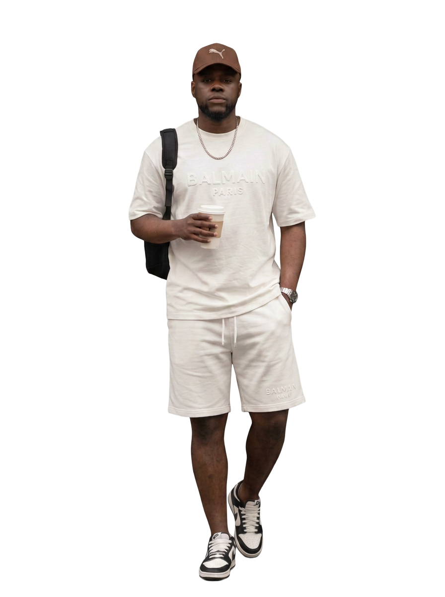 Balmain Paris Embossed Tee & Short Set
