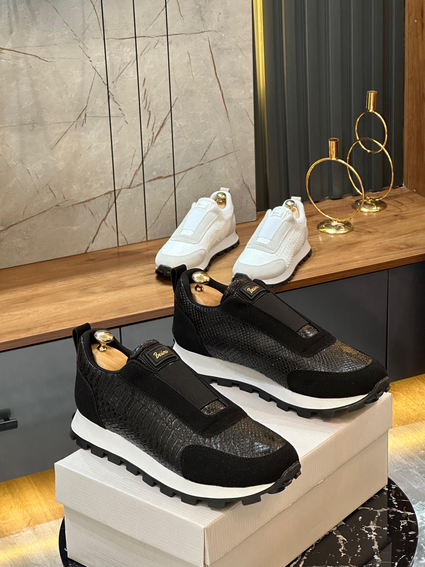 Besimo Python-Embossed Elastic Slip-On Runner
