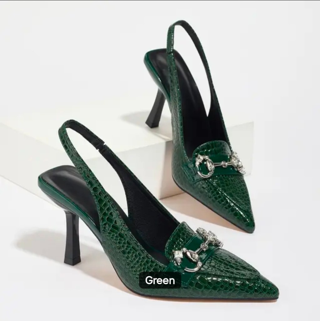 Gucci Crystal Horsebit Croc Slingbacks