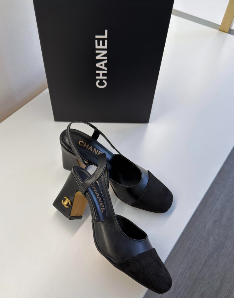 Chanel Satin Block-Heel Slingback Pumps