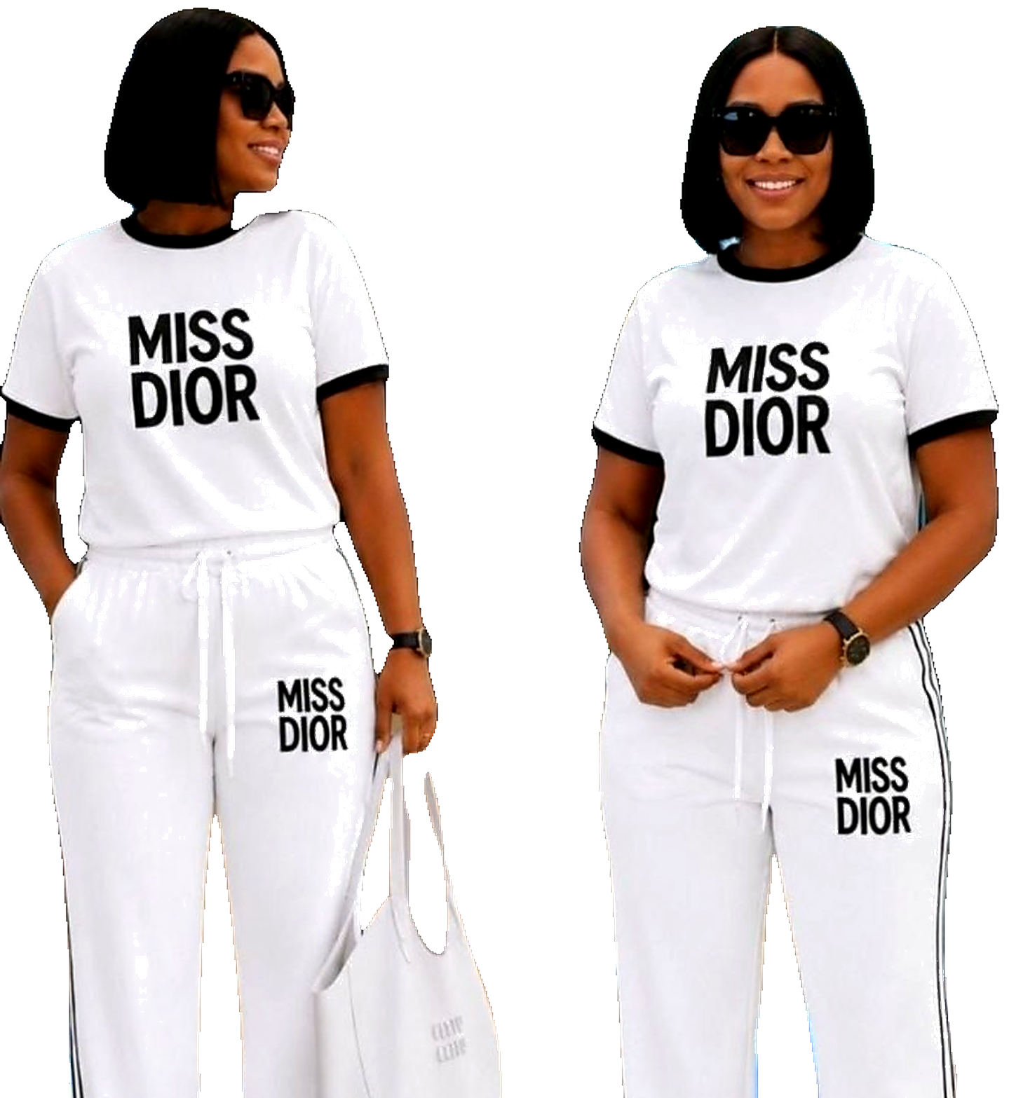 Miss Dior Logo Tee & Wide-Leg Track Set