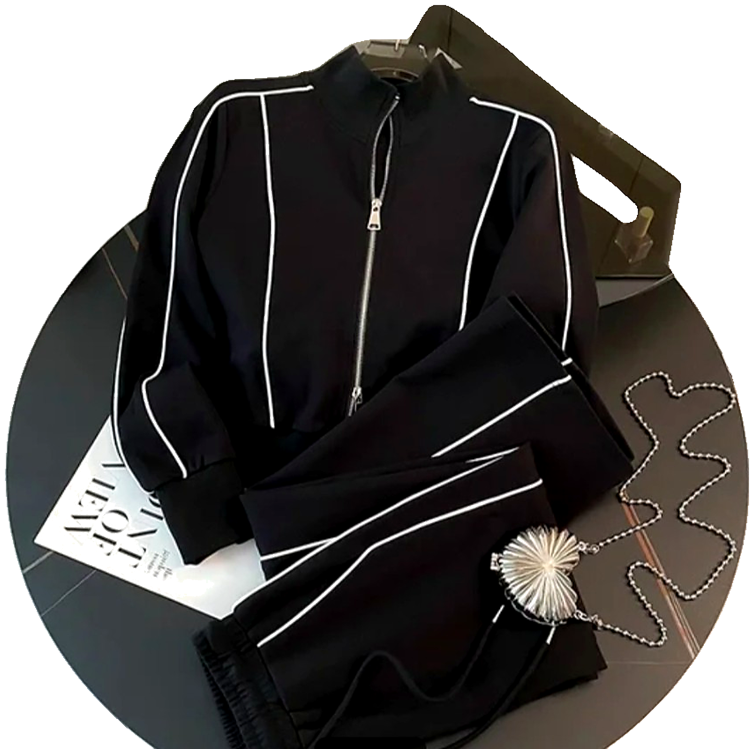 Piped Zip Tracksuit Set